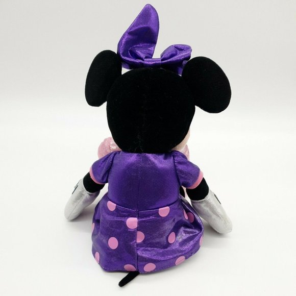Disney Ty Sparkle Minnie Mouse Purple Dress Pink Polka Dot Collectable 16" Clean - Picture 12 of 12